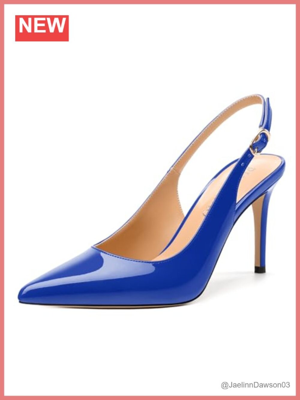 Women's Slingback Pumps Pointed Toe Stiletto High Heels Patent Shoes with